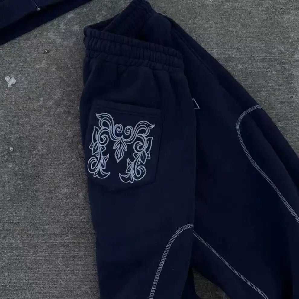 Casual Zipper Hoodie Sweatpant Two Piece Set