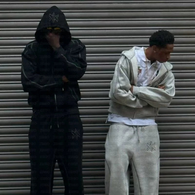 Casual Zipper Hoodie Sweatpant Two Piece Set