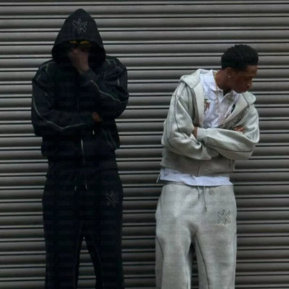 Casual Zipper Hoodie Sweatpant Two Piece Set