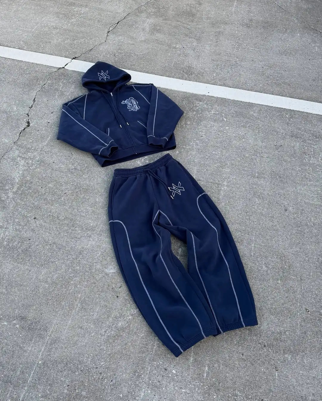 Casual Zipper Hoodie Sweatpant Two Piece Set