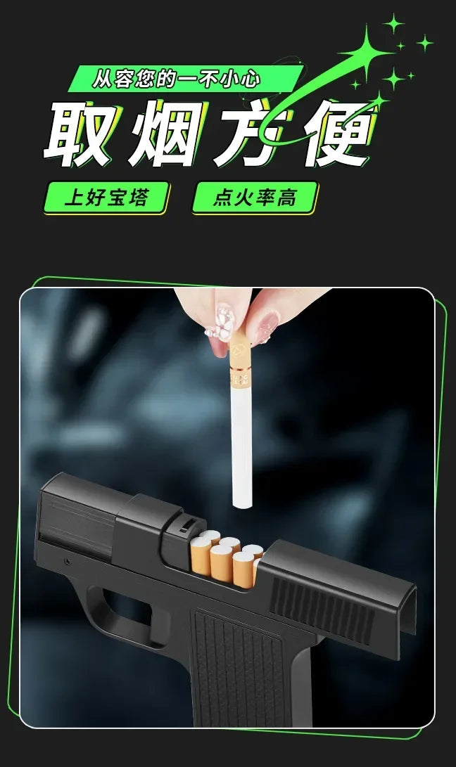 10PCS Pistol Style Lighters with 3 Cigarette Case